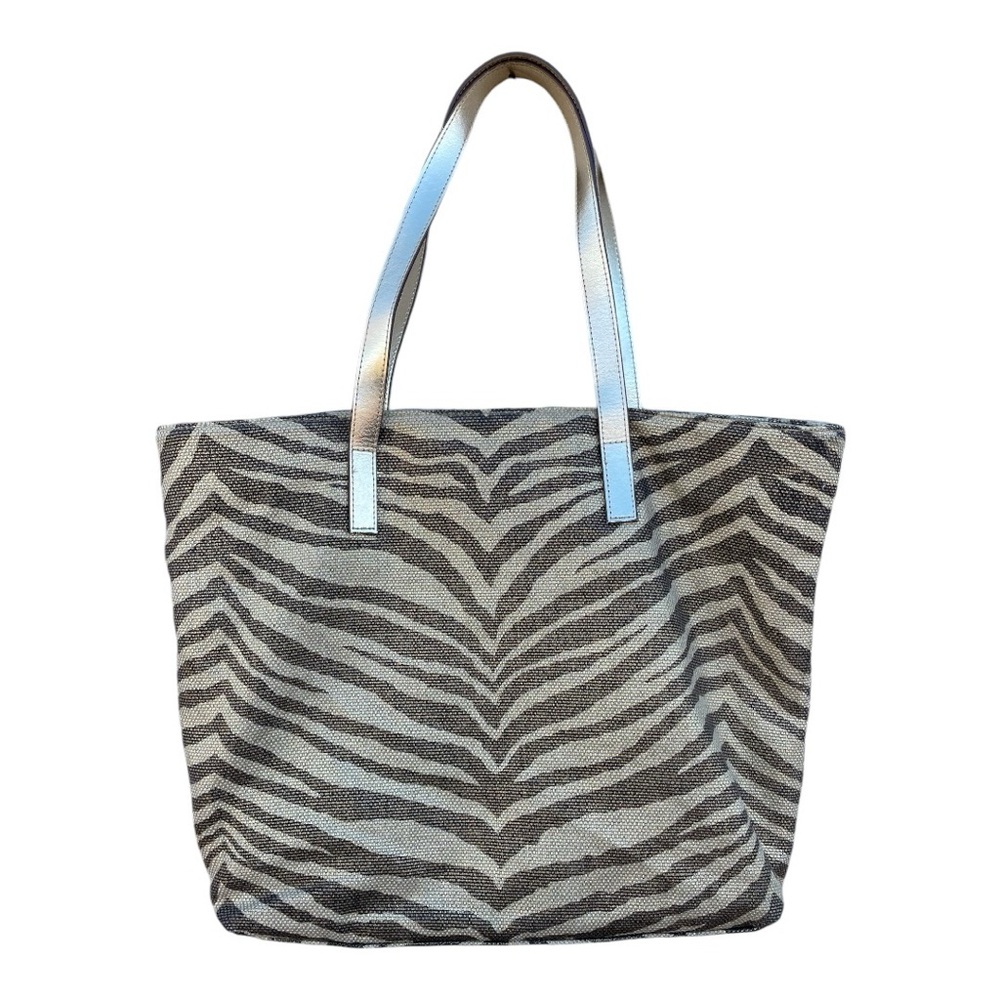 NWOT MICHAEL KORS Zebra Striped Brown & Gold Metallic Tote Bag - Picture 7 of 7
